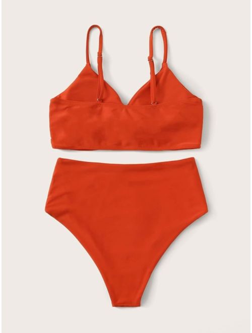 Buy Shein Twist Top With High Waist Bikini Set Online Topofstyle