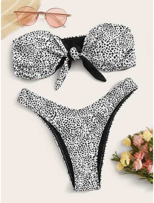 Buy Dalmation Print Bandeau With High Cut Bikini Online Topofstyle