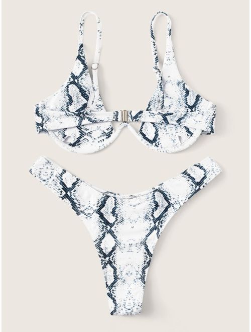 Buy Snakeskin Underwire Top With High Cut Bikini Set Online Topofstyle