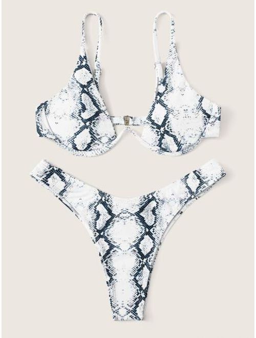 Buy Snakeskin Underwire Top With High Cut Bikini Set Online Topofstyle