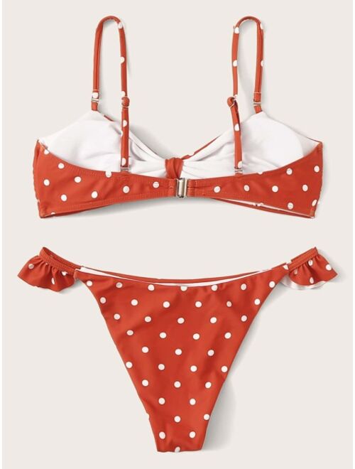 Buy Polka Dot Knot Front Top With Cheeky Bikini Set Online Topofstyle