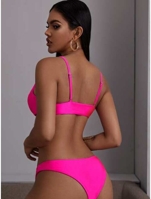 Buy Solid Top With High Cut Bikini Set Online Topofstyle