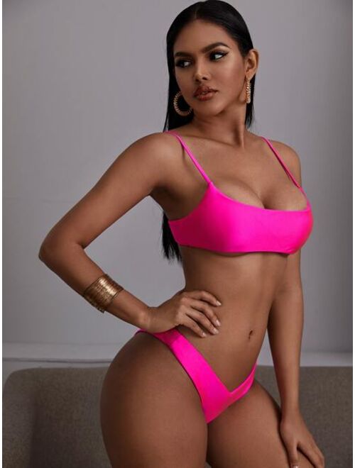 Buy Solid Top With High Cut Bikini Set Online Topofstyle