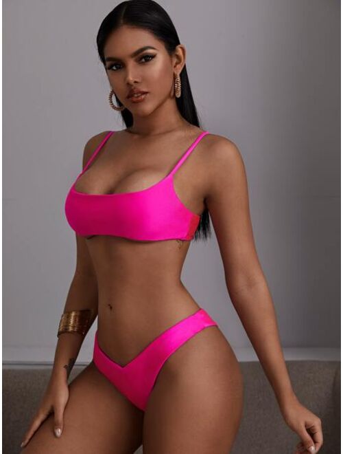 Buy Solid Top With High Cut Bikini Set Online Topofstyle