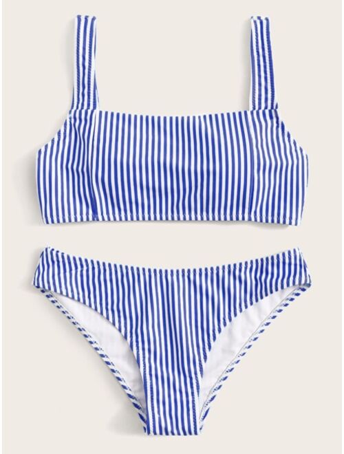 Buy Striped Square Neck Bikini Swimsuit Online Topofstyle