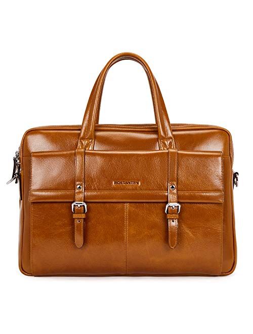 Buy BOSTANTEN Leather Briefcase Laptop Business Slim Messenger Bags For