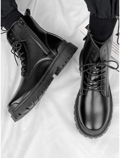 Buy Shein Men Minimalist Lace Up Front Combat Boots Online Topofstyle