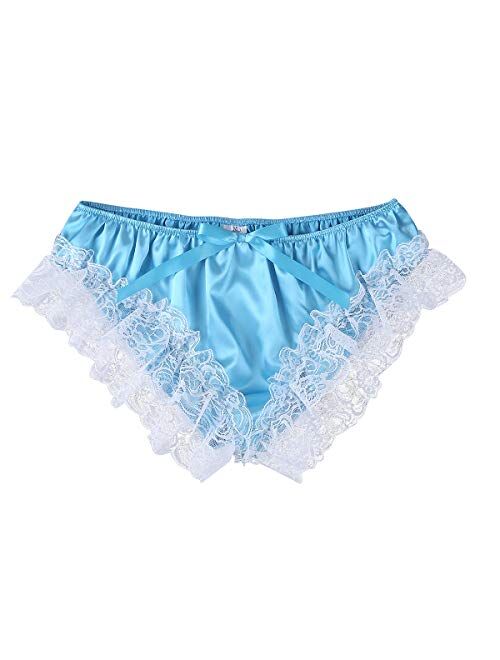 Buy Msemis Sissy Panties Men Satin Lace Frilly Ruffled Bikini Briefs