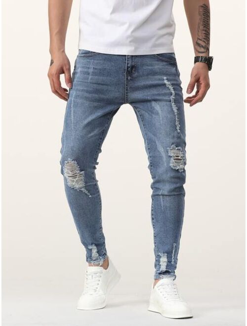 Buy Shein Men Ripped Detail Skinny Jeans Online Topofstyle