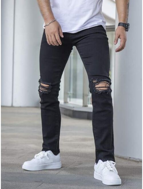 Buy Shein Men Ripped Detail Skinny Jeans Online Topofstyle