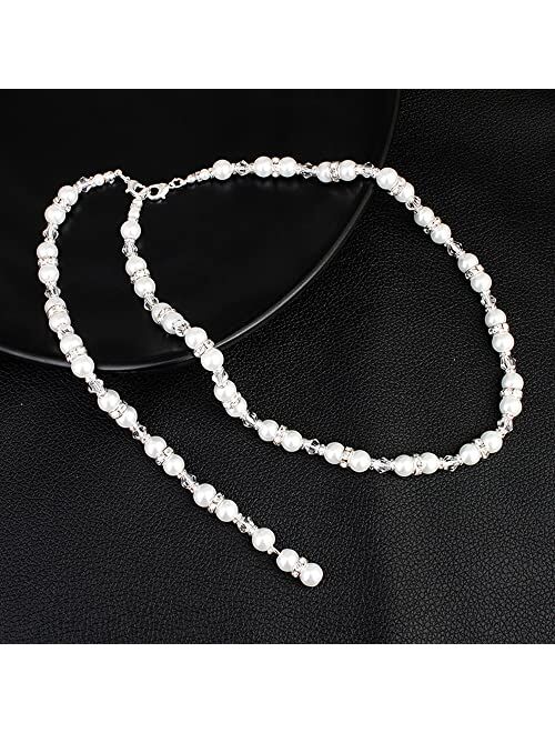 Buy Minzaos Bethynas Bridal Pearl Backdrop Necklace Dainty Pearl