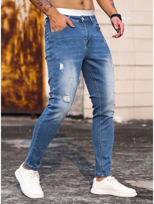 Buy Shein Men Ripped Skinny Jeans Online Topofstyle