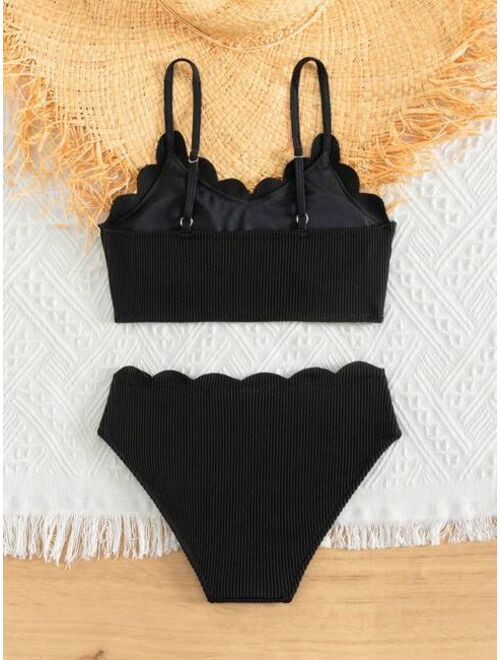 Buy Shein Girls Scallop Trim Bikini Swimsuit Online Topofstyle