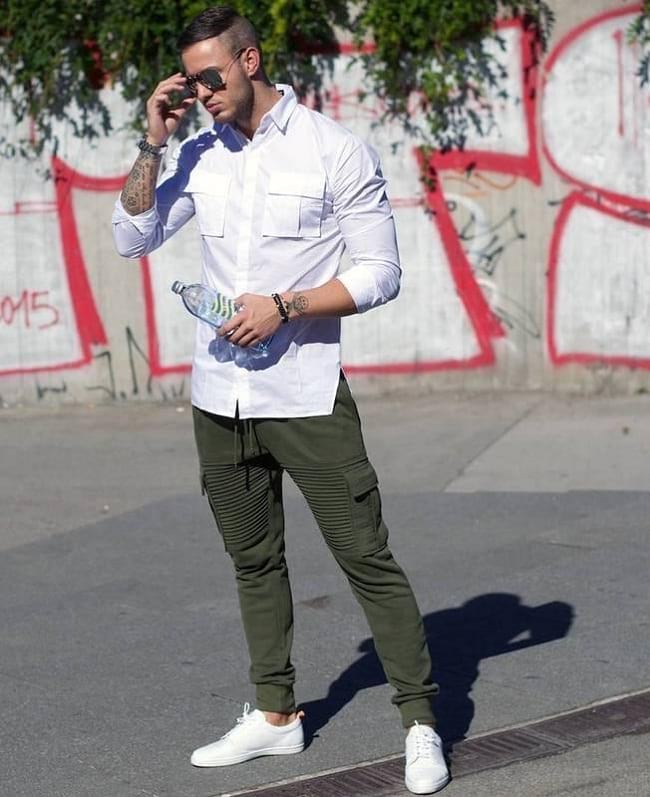 Olive Green Shirt With Pants Design by Mint Blush Men at Pernias Pop Up  Shop 2023
