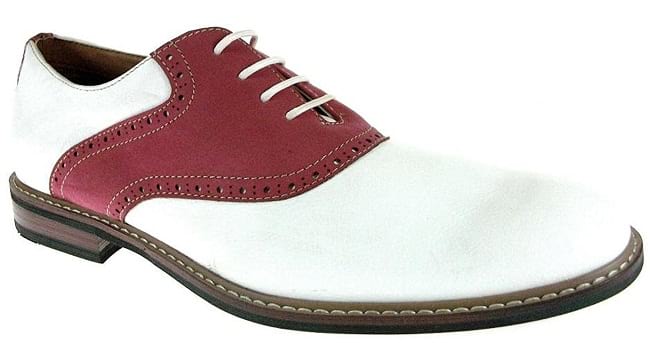 red and white saddle oxford shoes
