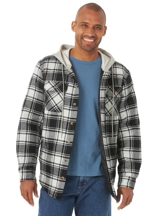 gioberti mens sherpa lined flannel jacket with removable hood