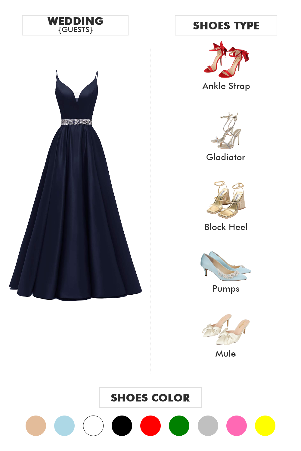 What color shoes with hot sale navy dress for wedding