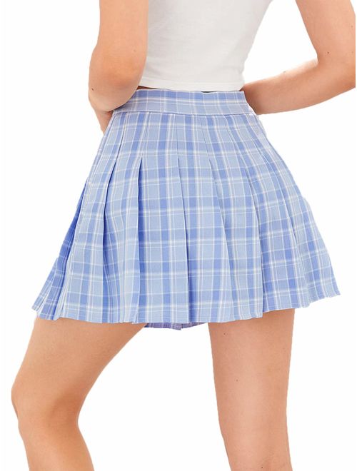 Buy SweatyRocks Women's Casual High Waist Plaid A Line Pleated Mini Skirt  online | Topofstyle