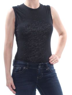 Womens Black Heather Sleeveless Crew Neck Body Suit Top Size: XS