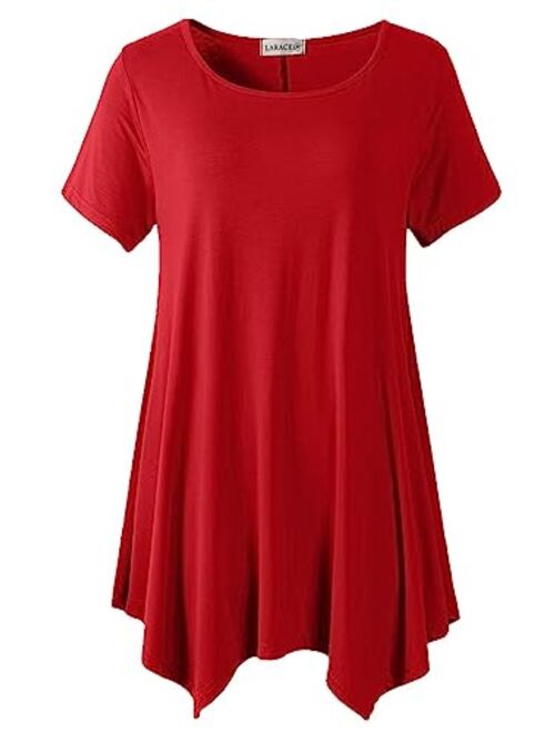 LARACE Womens Swing Tunic Tops Loose Fit Comfy Flattering T Shirt