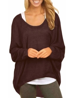 UGET Women's Sweater Casual Oversized Baggy Loose Fitting Shirts Batwing Sleeve Pullover Tops