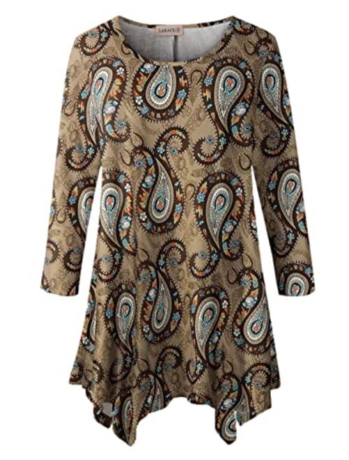 LARACE Women Plus Size 3/4 Sleeve Loose Tunic Tops