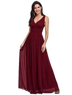 Sleeveless V-Neck Semi-Formal Maxi Evening Dress 09016