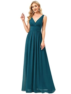 Sleeveless V-Neck Semi-Formal Maxi Evening Dress 09016