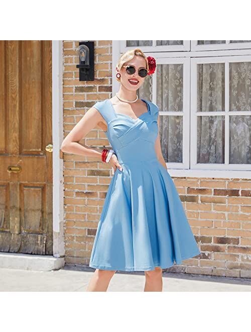 MUXXN Women's 1950s Retro Vintage Cap Sleeve Party Swing Dress