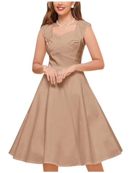 MUXXN Women's 1950s Retro Vintage Cap Sleeve Party Swing Dress