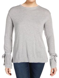 Womens Jacquard Ribbed Trim Crewneck Sweater