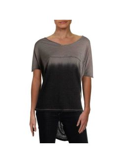 We The Free Womens Sun Dial Black Linen Blend Dip Dye T-Shirt Top XS BHFO 7089