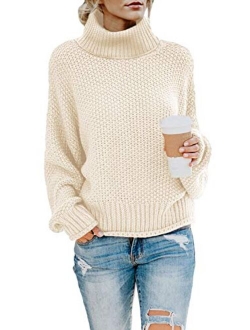 Chunky Turtleneck Sweaters for Women Long Sleeve Knit Pullover Sweater Jumper Tops