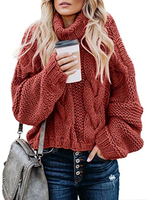 Asvivid Chunky Turtleneck Sweaters for Women Long Sleeve Knit Pullover Sweater Jumper Tops