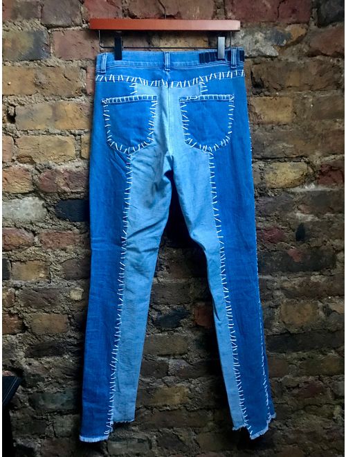 1970s Inspired HOUSE OF HOLLAND denim jeans w/ white stitching