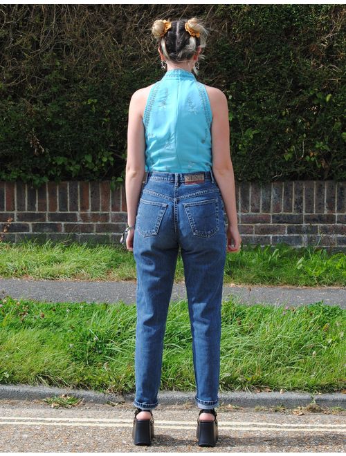 90s Vintage Super High Waisted Mid Wash Mom Jeans