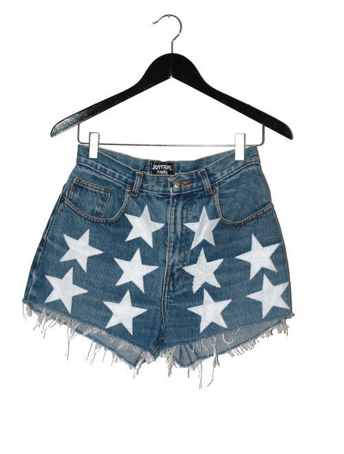 high waist denim short with embroidered stars NASHVILLE - Joyfripe Paris