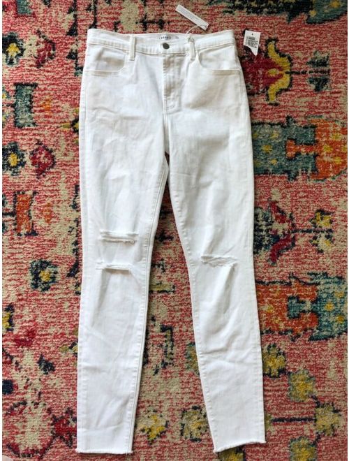 $198 NWT J Brand Maria Super High-Rise Skinny Leg Jeans in White Mercy, sz 27