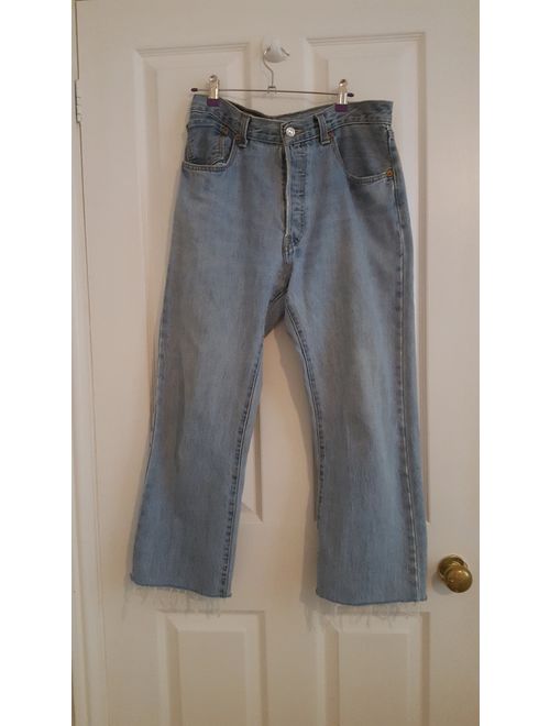 Vintage 1990&#39;s 501 Denim Jeans High Waist Cropped Length Light Wash