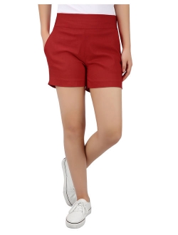 HDE Chino Shorts for Women 4" Inseam Elastic High Waisted Casual Summer Shorts Charcoal