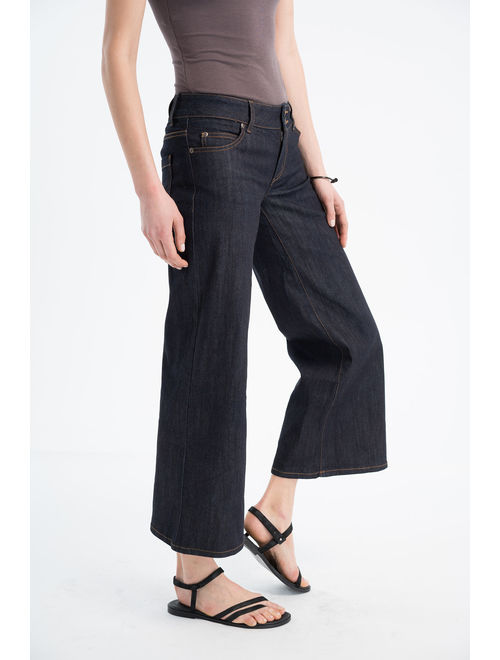 Designer Dark Blue Capri Jeans / Wide Leg Jeans / Loose Jeans / Cropped Jeans / Culottes Pants / Marcellamoda - MP1055