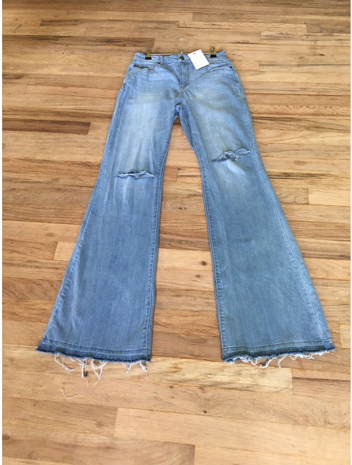 UPCycled Distressed Bell Bottoms Size 8 - Womens Bell Bottom Jeans - Boho Hippie Jeans - Bell Bottoms