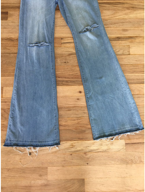 UPCycled Distressed Bell Bottoms Size 8 - Womens Bell Bottom Jeans - Boho Hippie Jeans - Bell Bottoms