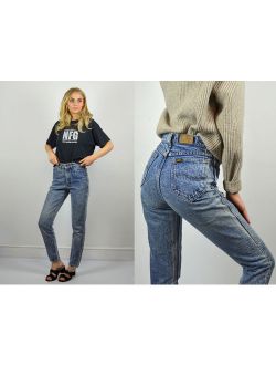 Vintage 90s LEE Light Acid Wash Blue High Rise Straight Jeans