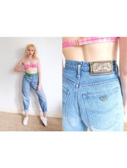 Vintage 80s Armani Blue High Waisted Mom Jeans 28W