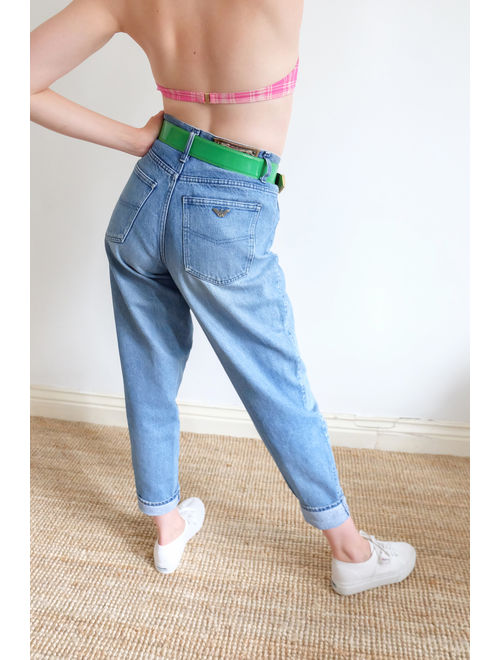 Vintage 80s Armani Blue High Waisted Mom Jeans 28W