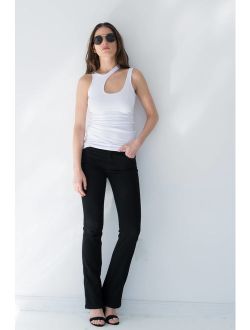 Designer Slim Boot Jeans / Boot Cut Jeans / Straight Leg Jeans / Tight Pants / Black Long Pants / Stretch Jeans / Marcellamoda - MP0702