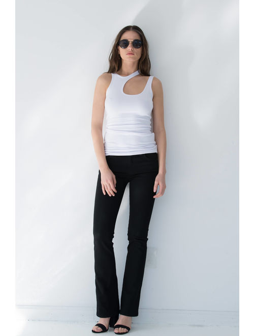 Designer Slim Boot Jeans / Boot Cut Jeans / Straight Leg Jeans / Tight Pants / Black Long Pants / Stretch Jeans / Marcellamoda - MP0702