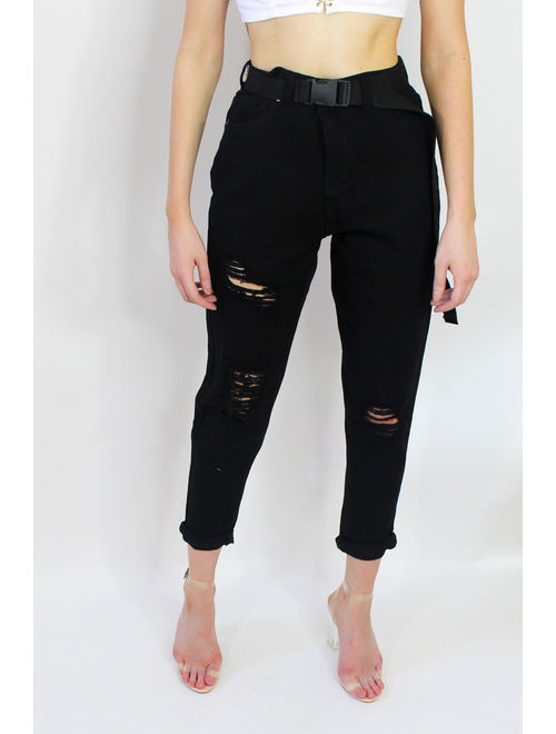 Mid Rise Distressed Boyfriend Jeans