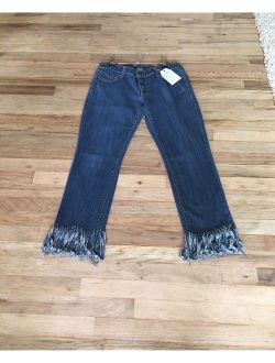 UPCycled Denim Fringed Womens Jeans Size 10 - Boho Fringe Jeans - Fringe - Jeans